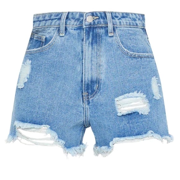 PrettyLittleThing Pants - NWT Pretty Little Thing Mid Blue Wash Ripped Denim Shorts